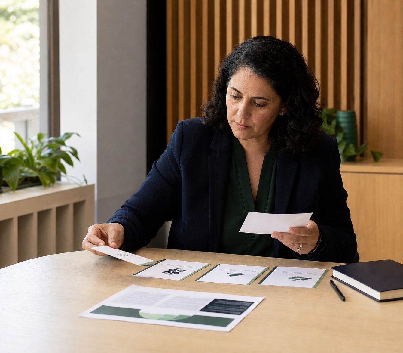 Public-sector employee comparing progressively complex task cards and a role brief.