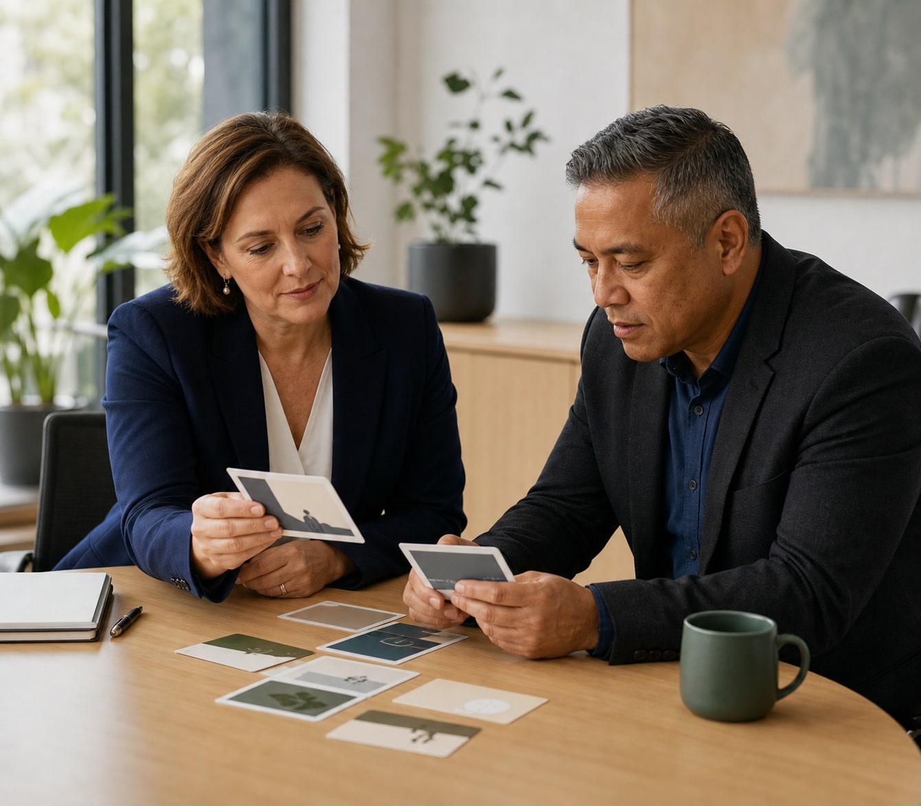 Executive mentor and applicant comparing direct-delivery and enterprise-leadership scenarios.