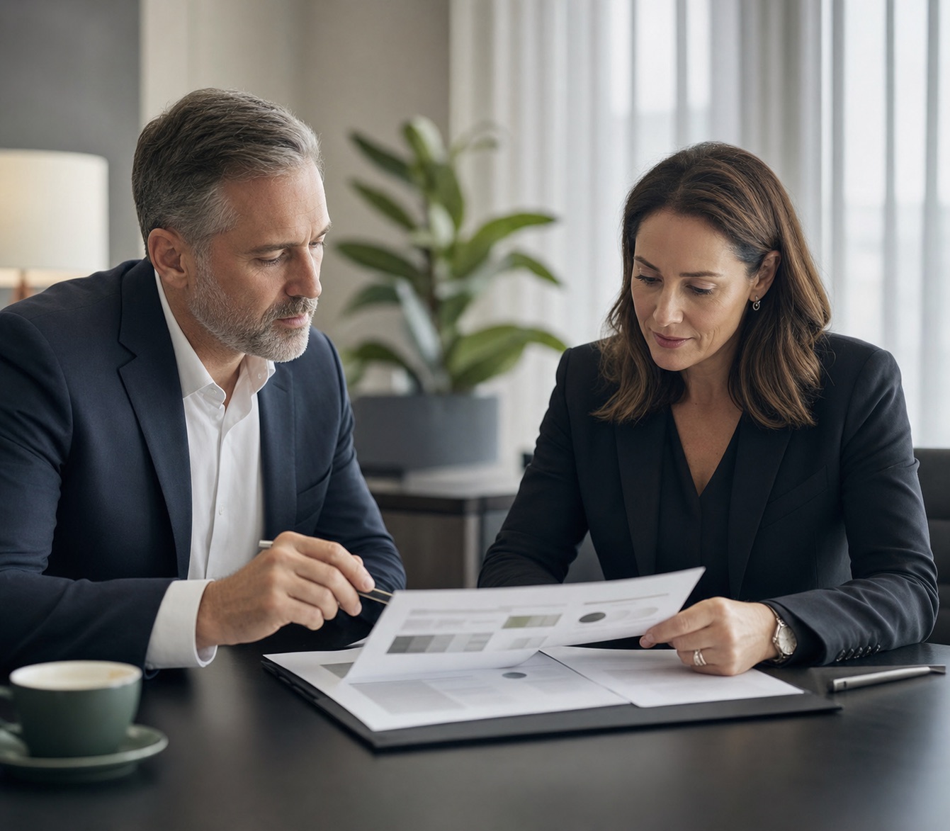 Executive and adviser comparing appointment pathways using a tailored briefing.