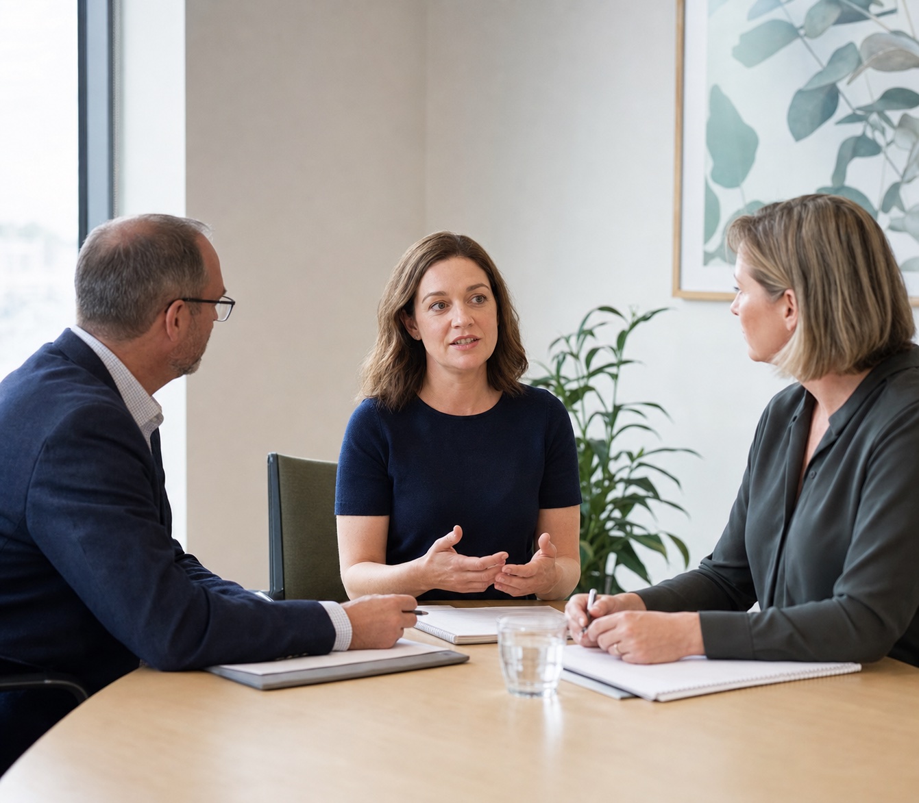 Public-sector candidate receiving feedback during a structured mock panel interview.