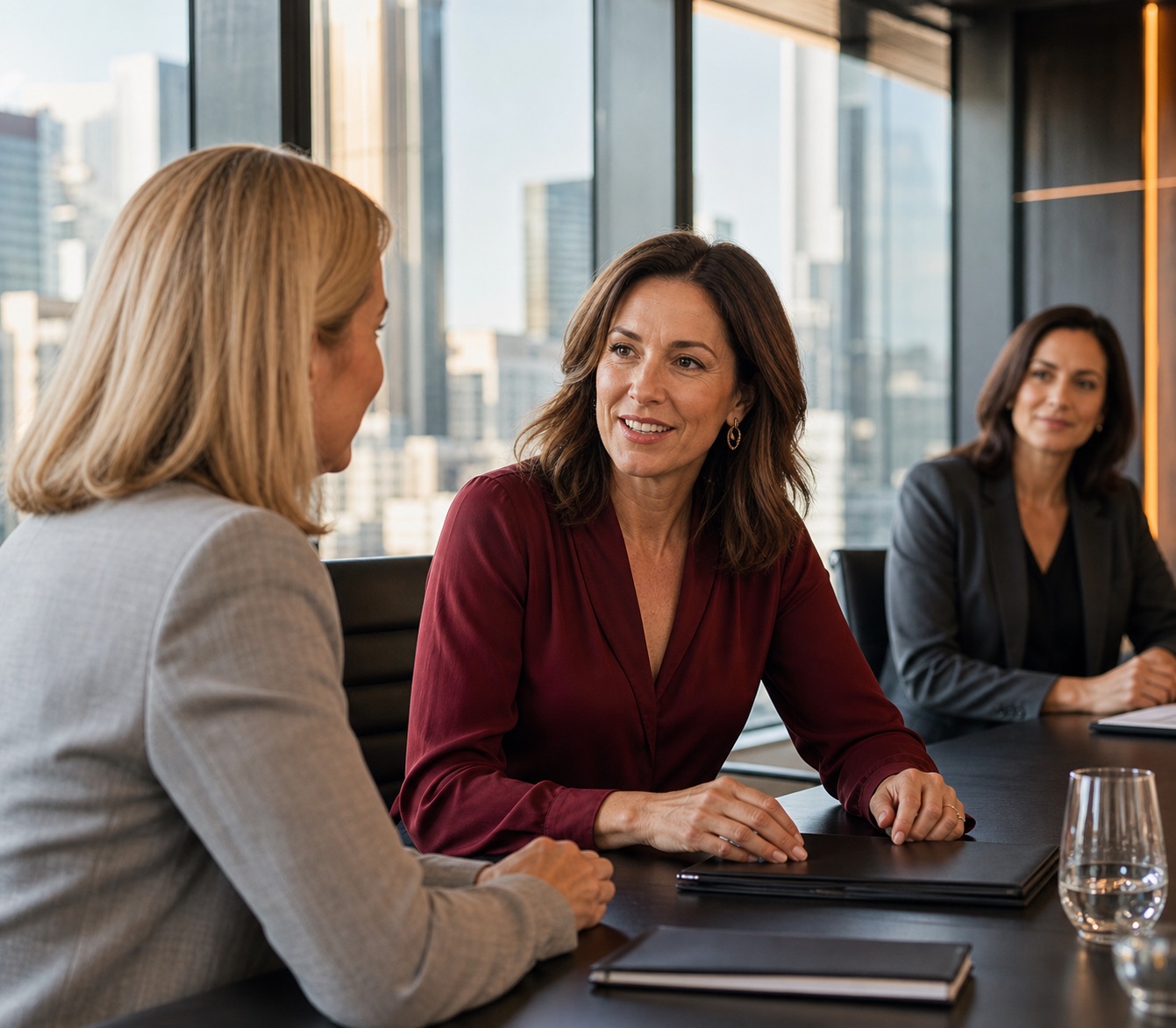 Senior Australian executive considering a leadership appointment in a contemporary high-rise workplace.